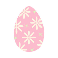Easter egg in trendy pink with pattern of abstract stars and flowers. Happy Easter. Holiday. EPS