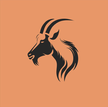 Goat animal vector. Gray background goat icon illustration.