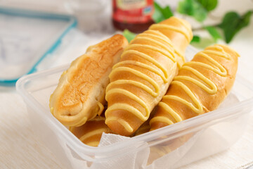 Homemade asian bread in container
