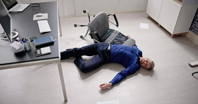 Faint Accident In Office. Fall From Chair