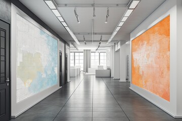 Map of the interior corridors in an office. Generative AI