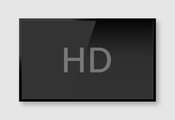  Realistic black HD television vector