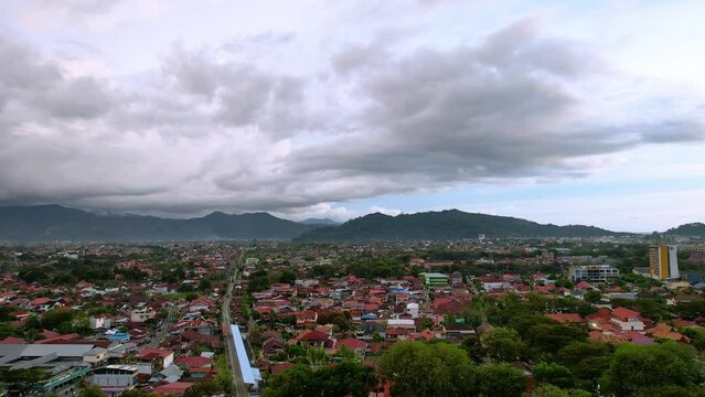 Aerial view of Rumah Gadang, Minangkabau Traditional House in padang