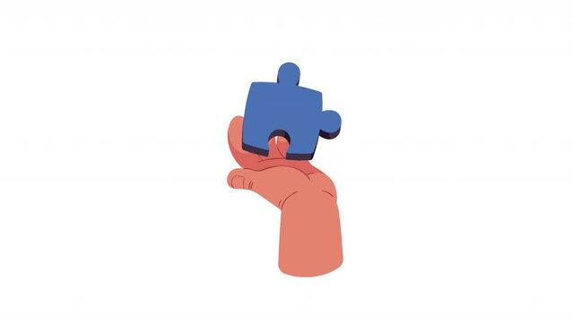 hand with blue puzzle piece animation