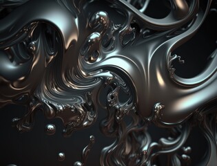 A metallic abstract wavy liquid background Generative AI technology
