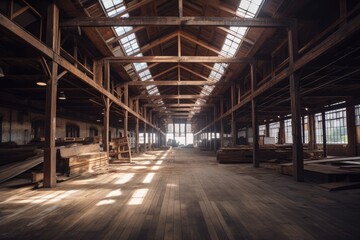 Illustration of a wooden warehouse - Created with Generative ai