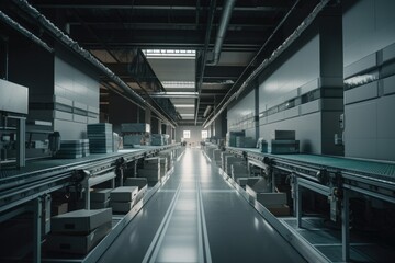 Fototapeta premium Illustration of a modern distribution center warehouse - Created with Generative ai