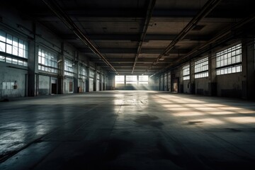 Illustration of a  empty concrete warehouse - Created with Generative ai