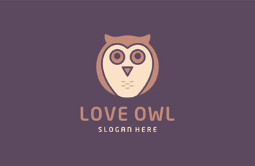 Owl Love logo illustration. owl logo icon .
