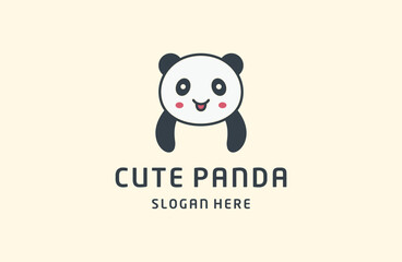 Panda bear Logo design vector template. Cute Logo Panda animal Logotype icon concept.