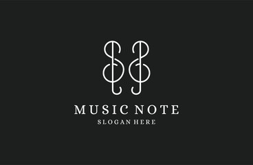 Music icon vector, Melody, song, note, sound, audio sign Isolated on black background. 