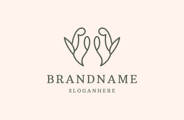 Letter w botanical logo abstract icon template luxury design .