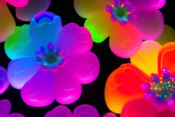 Obraz na płótnie Canvas Flowers Neon Gels