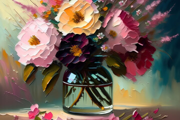 Floral Bouquet Vase Painting