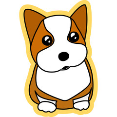 아기 웰시코기 채색 테두리 스티커