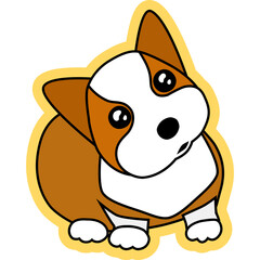 아기 웰시코기 채색 테두리 스티커