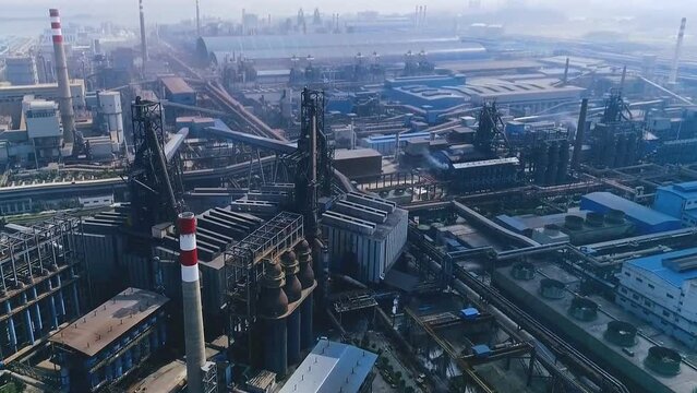 Aerial view of the Mobarakeh Steel Company plant. Iranian steel company, located 65 km south west of Esfahan, near the city of Mobarakeh, Esfahan Province, Iran.