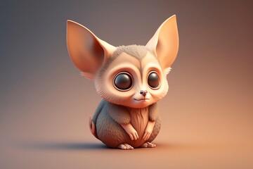 3D Bushbaby Avatar with Exquisite Detailing and Soft Pastel Coloring in Cartoon Style - obrazy, fototapety, plakaty