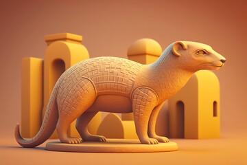 3D Egyptian mongoose Avatar with Exquisite Detailing and Soft Pastel Coloring in Cartoon Style - obrazy, fototapety, plakaty