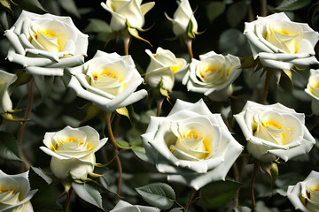 Naklejka na ściany i meble White and Yellow Roses