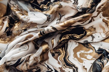 Interior design, home textiles, and wall decor concept with marble texture textile background and abstract marbling art on canvas. Generative AI