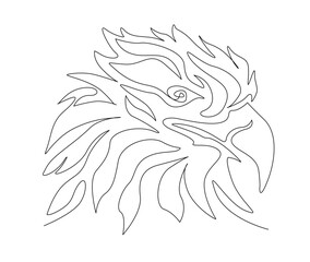 Continuous one line drawing of eagle head. simple falcon head line art vector illustration.