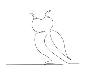 Continuous one line drawing of eagle owl bird. simple barn owl line art vector illustration.