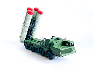 Fototapeta premium Russia anti aircraft missile model toy on white background