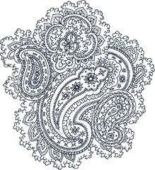 Paisley Design Vector illustration. Black and white paisley t shirt design for print