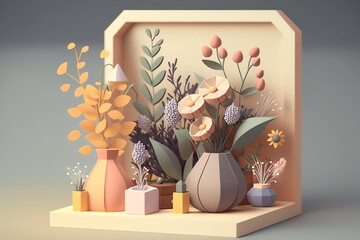 3D Florist Avatar with Exquisite Detailing and Soft Pastel Coloring in Cartoon Style - obrazy, fototapety, plakaty