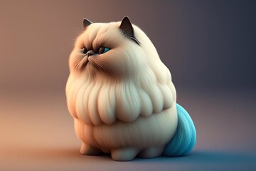 3D Himalayan cat Avatar with Exquisite Detailing and Soft Pastel Coloring in Cartoon Style - obrazy, fototapety, plakaty
