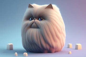 3D Himalayan cat Avatar with Exquisite Detailing and Soft Pastel Coloring in Cartoon Style - obrazy, fototapety, plakaty