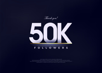 Simple and fancy design greeting to 50k followers, Premium vector background for achievement celebration design.