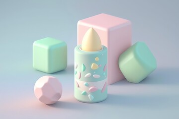 3D Lip balm Avatar with Exquisite Detailing and Soft Pastel Coloring in Cartoon Style - obrazy, fototapety, plakaty