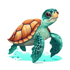 Sea turtle illustration, Created with generative AI