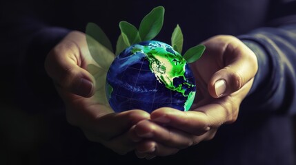 The Future of Sustainability: How to Make Every Day Earth Day, hold globe in hands, GENERATIVE AI
