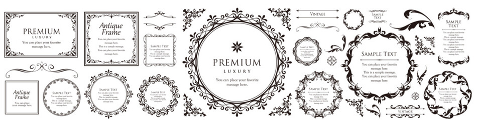 Fashionable frame. Design template. A set of gorgeous foreheads.
