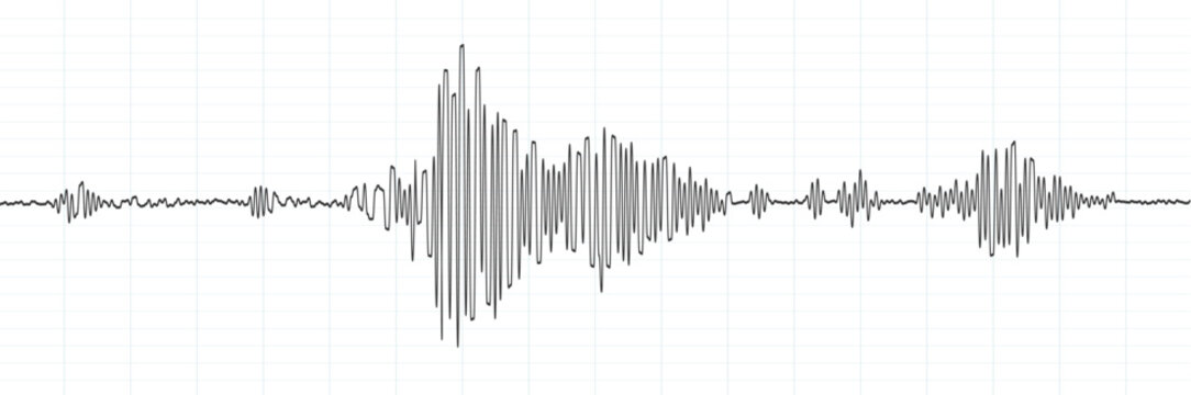 Earthquake seismograph wave. Tectonic activity, ground vibration or earthquake amplitude measuring diagram, tsunami nature disaster detecting vector graph with seismometer wave line