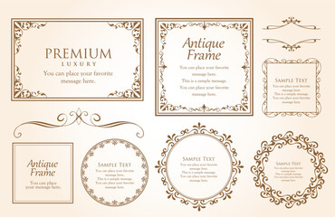 Fashionable frame. Design template. A set of gorgeous foreheads.
