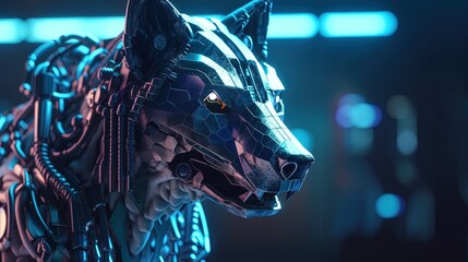 The rogue AI wolf is a dangerous and unpredictable creature, with advanced intelligence and the ability to cause havoc in the digital world. digital art illustration, Generative AI