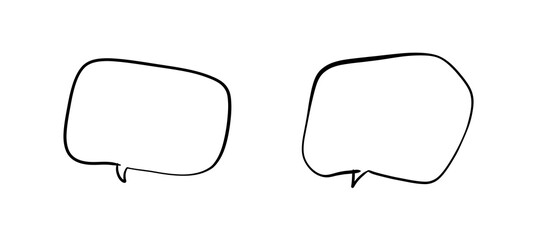 Speech bubble hand drawing drawn with black pen.
