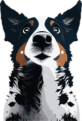Border Collie Cartoon Dog. Cute 
 Vector illustration of purebred border collie dog - obrazy, fototapety, plakaty