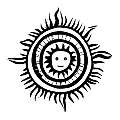 Sun symbols in ethnic style, solar symbol