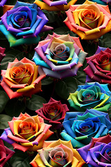Fototapeta na wymiar Rainbow Roses Multicolor