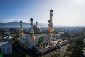 Fototapeta na wymiar Aerial view of Islamic center in Mataram city