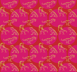 Dinosaur seamless pattern. Dino texture. Tyrannosaurus Rex Ornament. Prehistoric reptile, T- Rex