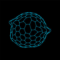 3D shape, futuristic science visualization sphere. Vector abstract universal geometric shape, molecular structure digital network connection
