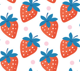 Strawberries hand drawn seamless pattern background