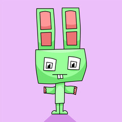 Green Rabbit Robot Talk About Science Vector Illustration Suitable for Comic Book