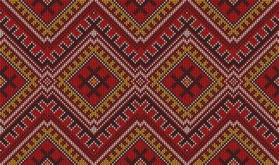 Aztec peruvian mexican knit pattern, ethnic sweater ornament. Aztec wool carpet geometric background, African embroidery fabric backdrop or peruvian textile pattern. Native American clothing ornament